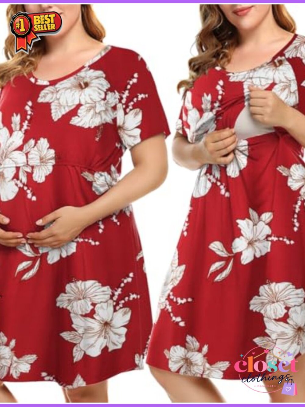 3 in 1 Labor Delivery Hospital Maternity Nursing Nightgown Plus Size